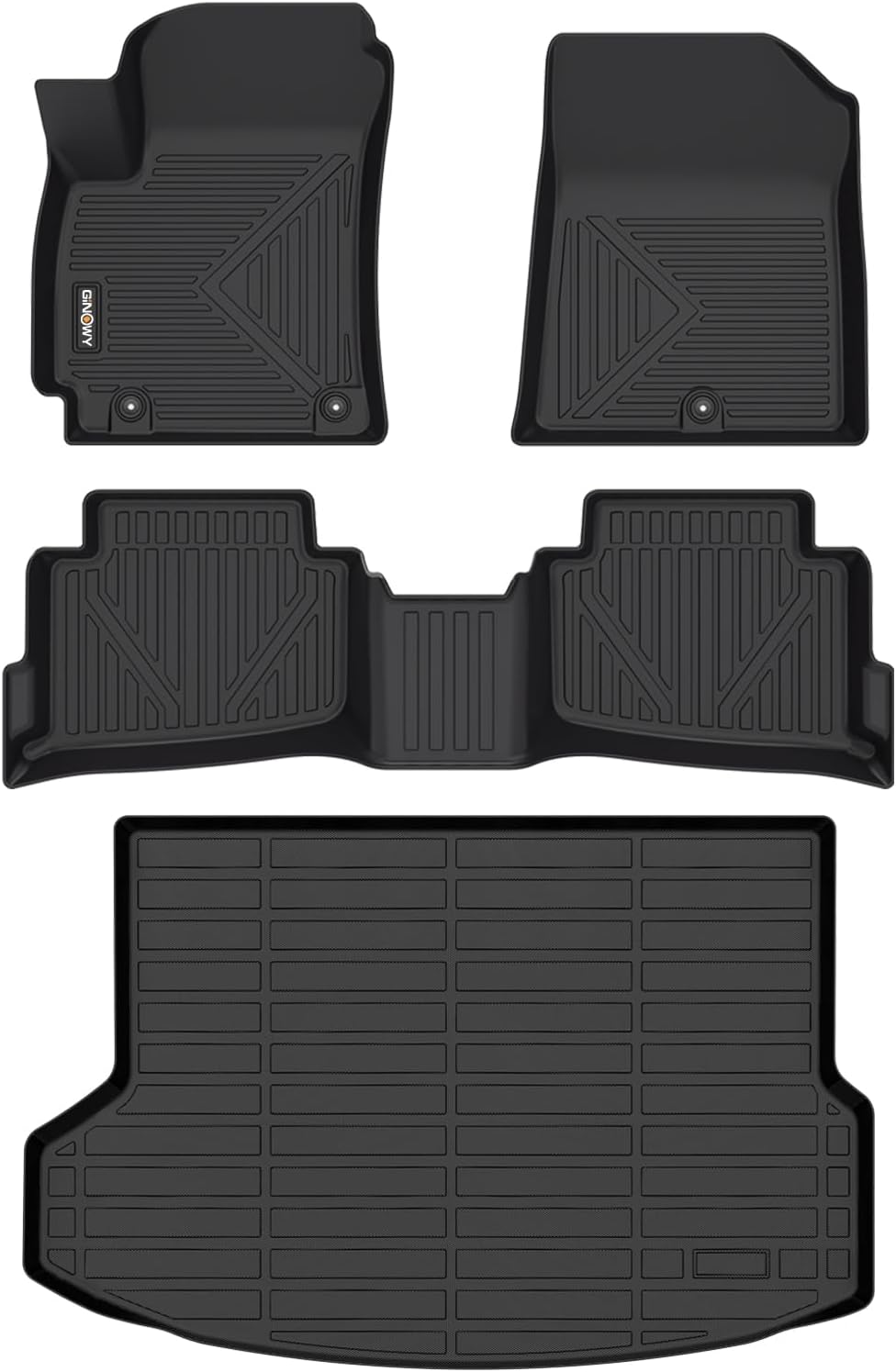 GINOWY- Floor Mats & Cargo Liner for Kia Seltos 2020-2023, TPE All Weather Protection Seltos Car Mats 2021, Custom Seltos Floor Liners Non-Slip Trunk Mat, Waterproof Accessories Black
