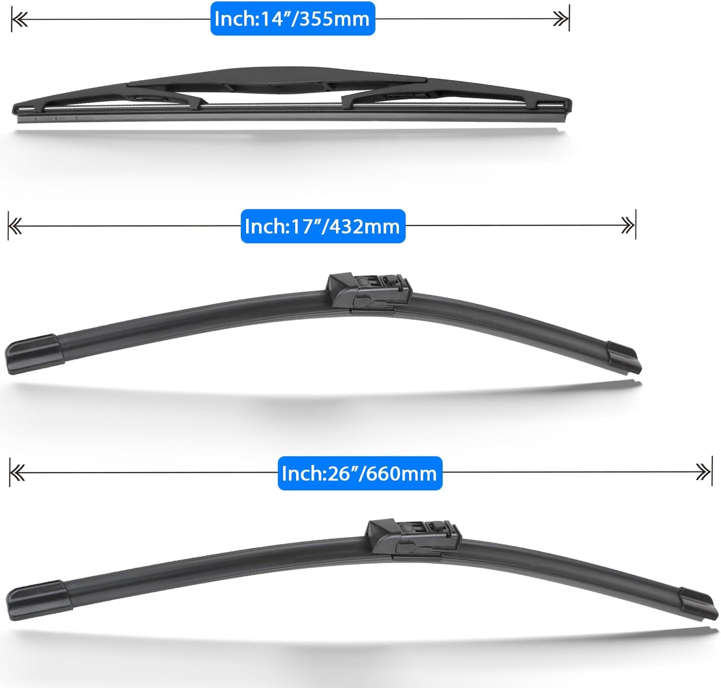 Windshield Wiper Blades Replacement for Subaru Forester 2019 2020 2021 2022 2023 2024 Original Factory Quality Front Rear Wipers Blade Set for My Car - 26" 17" 14" (Pack of 3)