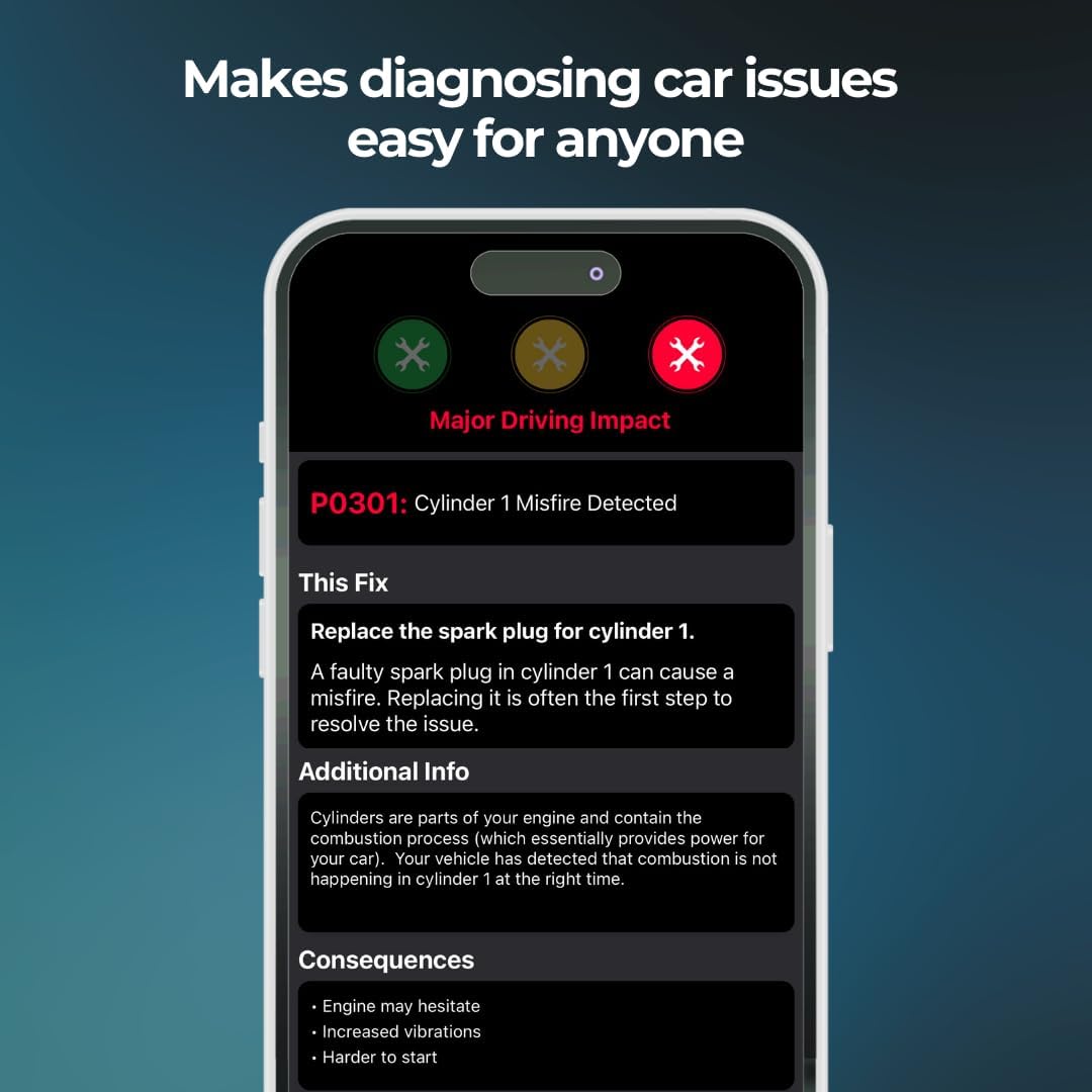 FIXD Bluetooth OBD2 Scanner for Car - Car Code Readers & Scan Tools for iPhone & Android - Wireless OBD2 Auto Diagnostic Tool to Check Engine & Fix All Cars & Vehicles ‘96 or Newer (2 Pack)