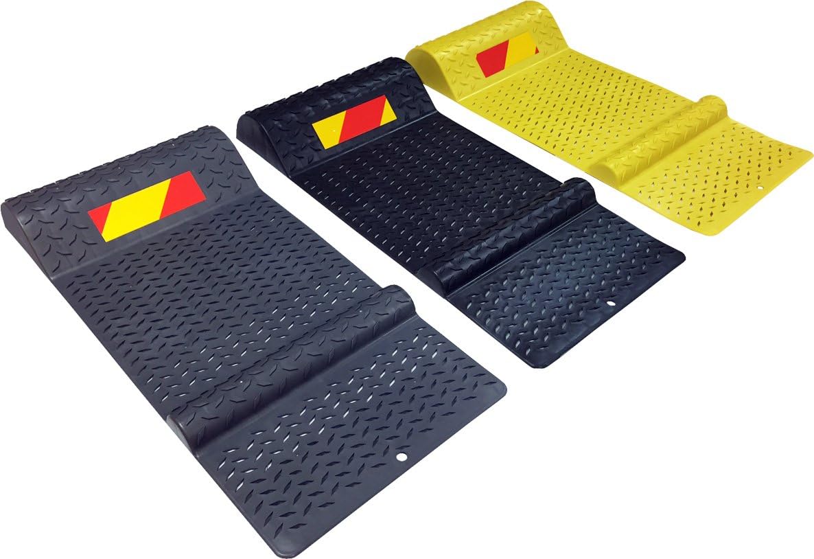 Electriduct Pair of Plastic Parking Mat Guides for Garage Vehicles, Antiskid Car Safety Park Aid - Yellow