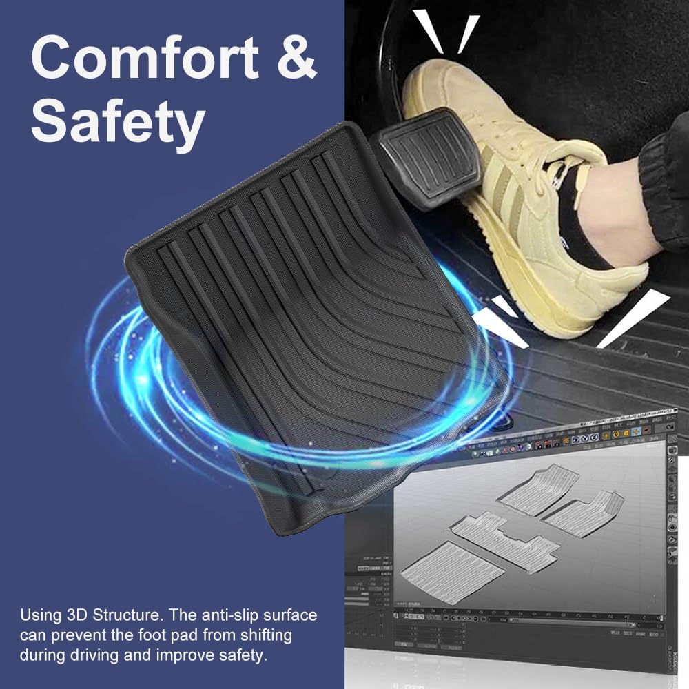 TPE Car Floor Mats for Toyota Tacoma 2016-2023 Double Cab (Only for Automatic), Custom Fit Carpet Floor All Weather Truck Mats - Front and Rear Row, 3PCS