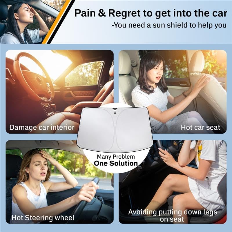 for Toyota Highlander Accessories 2020-2025 EcoNour Sunshade Windshield Cover-240T Polyester Material Car Sun Visor-Custom Fit Highlander L LE XLE Limited Platinum Sun Visor 240T Fabric Car Sun Shade