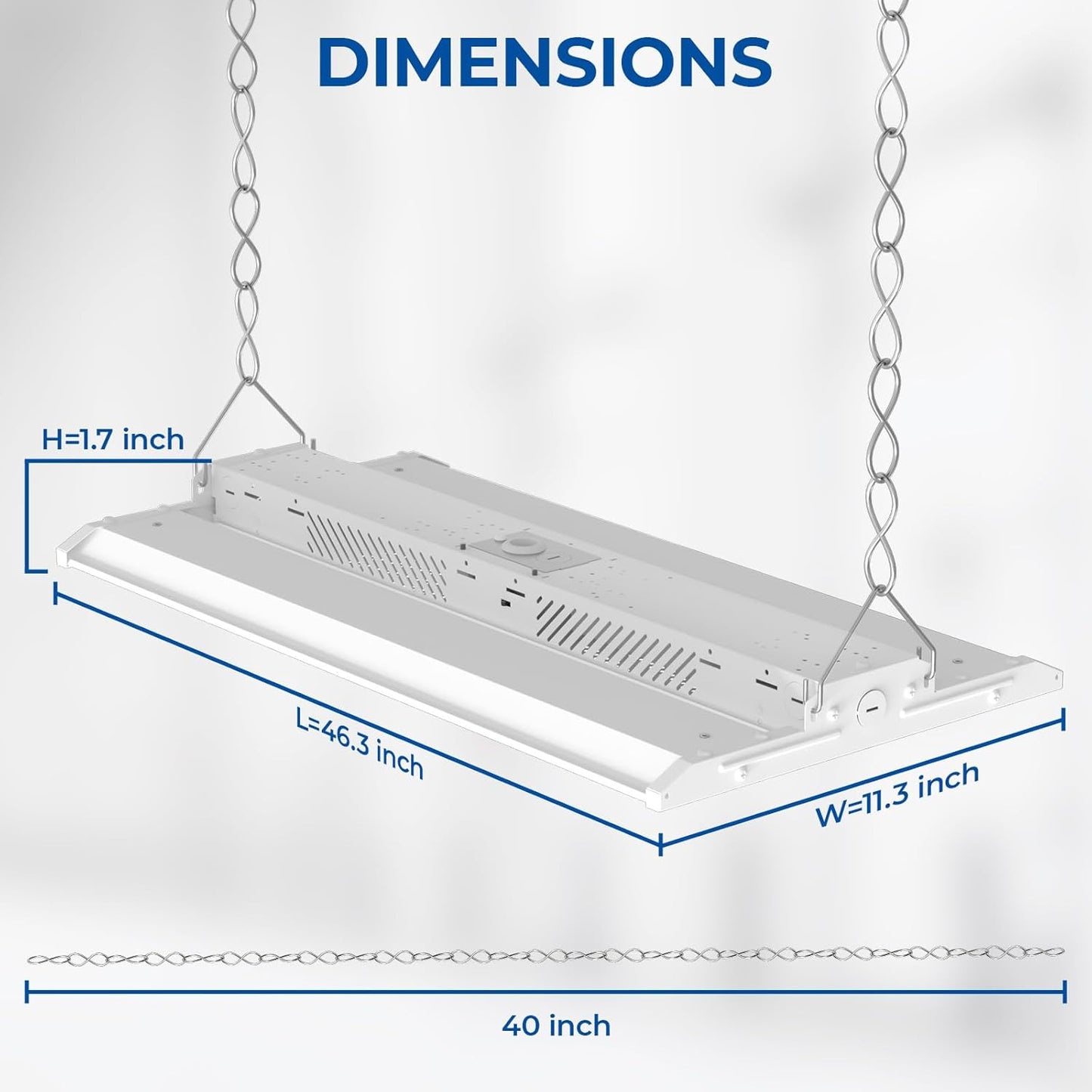CINOTON 4FT 220W LED Shop Light with 29700LM, 0-10V Dimmable Linear High Bay Lighting with 5000K, 120-277V 135LM/W Commercial Hanging Lights for Garage Office Warehouse Workshop Factory UL Listed