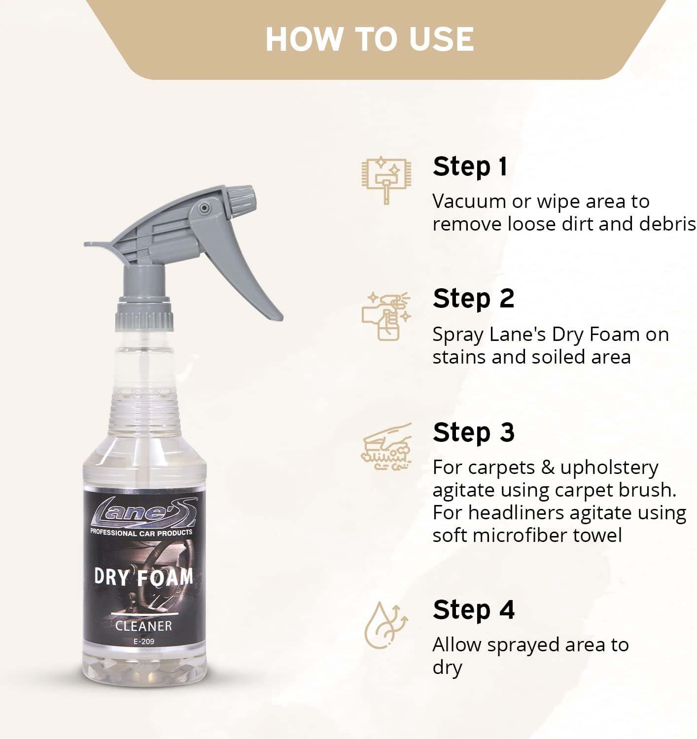 LANE'S Carpet Cleaner Spray- Carpet Cleaner Foam, Removes Odor, Fights Tough Dirt and Stains, Professional Grade Cleaning Spray- 32 Oz