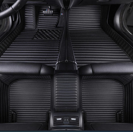 Custom Car Floor Mat Compatible with BMW Mercedes-Benz Toyota Cadillac Lexus Honda Infiniti Nissan Hyundai Kia Audi All Models Cars Sedans SUVs Automotive Mats (Black Stripe)