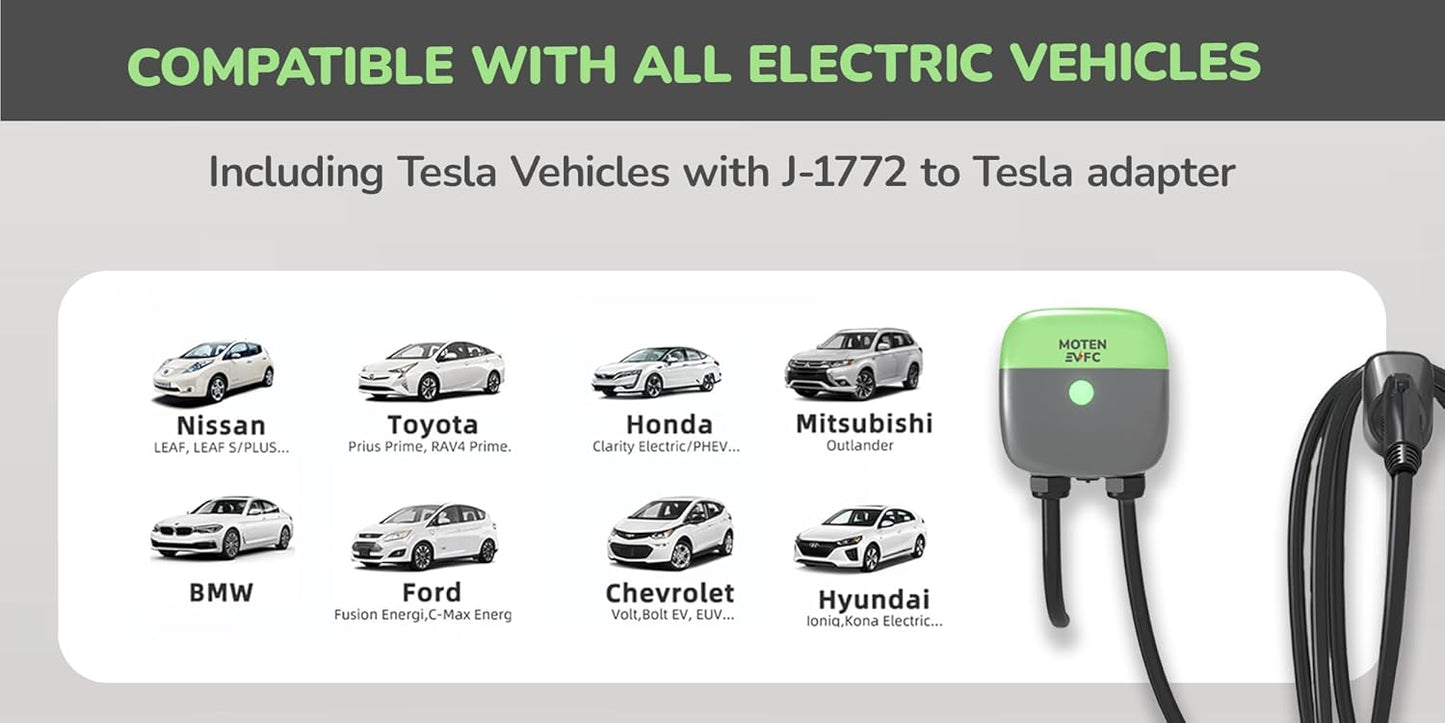 AQUILA-48S Level 2 EV Home Charger 48A, Ethernet, WiFi, RFID, 25 FT Cable, FCC, ETL, Energy Star, Docking Holster, eMOTEN Phone APP, Hardwired