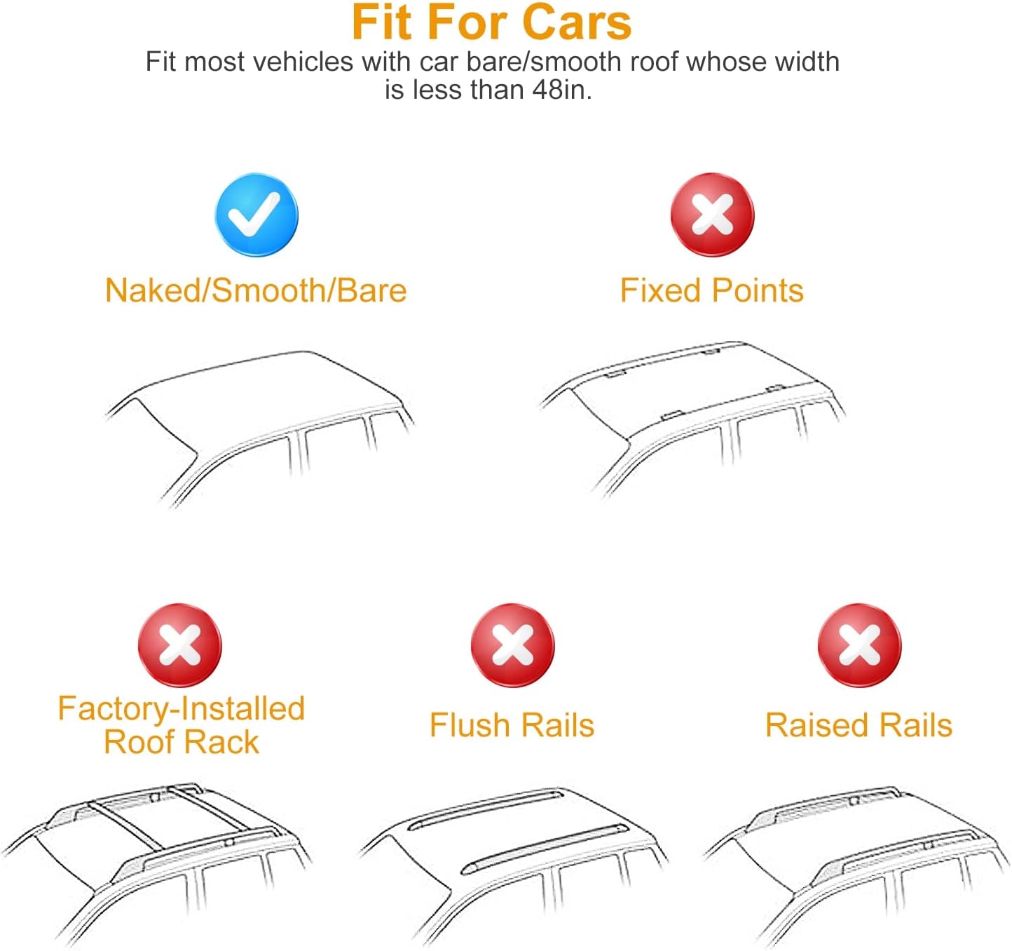 2Pcs Universal Roof Rack Cross Bars，47.24” Aluminum Cross Bars with 165LBS Capacity，Lightweight Car Roof Rack Cross Bars for Most Car Without Roof Side Rail for Bike Kayak Cargo Luggage