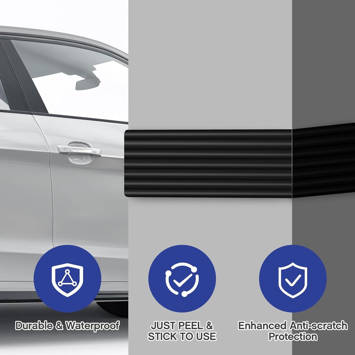 Garage Wall Protector 3.15in x 10ft Self-Adhesive Rubber Bumper Protectors Strip for Car SUV Doors Waterproof Anti-Scratch Wall Bumper Guard for Garage Car(Black)
