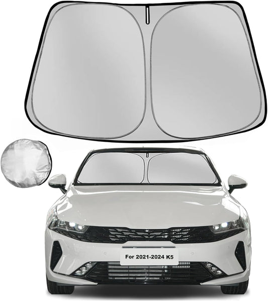 Windshield Sun Shade for 2021-2025 KIA K5 Foldable Sun Sunshade for Car Front Window Blocks UV Rays and Heat Automotive Interior Protector Custom Fit Accessories