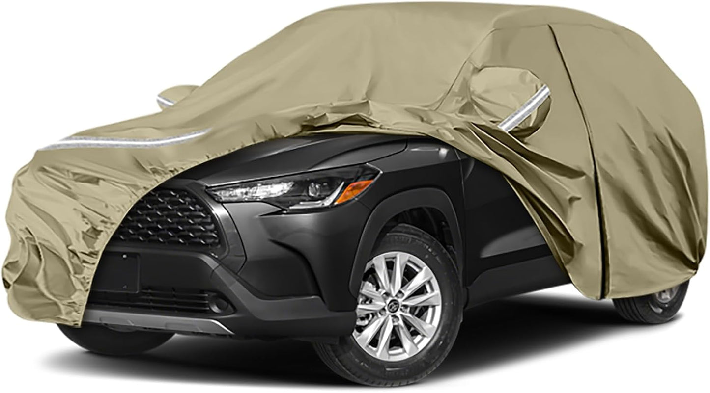 Waterproof Car Covers Replace for 2019-2025 Toyota Corolla Cross, Multilayer Heavy Duty with Cotton Liner All Weather Car Cover with Zipper Door, Windproof Bands for Snow Rain Dust Protection