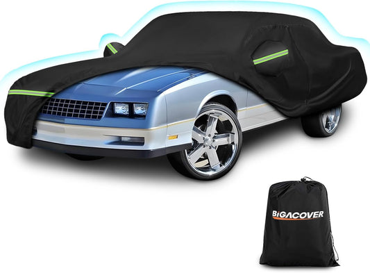 Waterproof Car Covers for Chevy Monte Carlo 1970-1988, 420D Oxford Cloth Sun Heat Protection Outdoor Full Covers with Driver Side Zipper Windproof Heavy Duty All Weather for 1970-1988 Monte Carlo