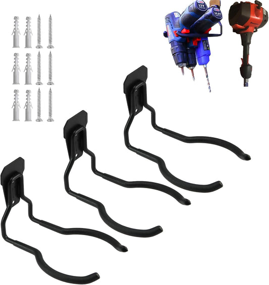 String Trimmer Hanger, Weedeater Rack, Garage Wall Power Tool Hooks, Utility Hooks for Tool Organizers and Storage 3 Pcs