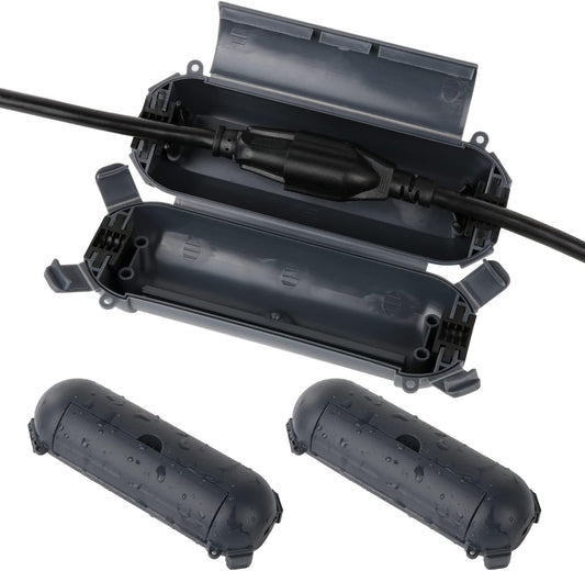 Flemoon [3 Pack] Outdoor Extension Cord Safety Cover with Waterproof Seal, Weatherproof Electrical Connection Box to Protect Outdoor Outlet, Plug, Socket, Christmas Holiday Decoration Light, Gray