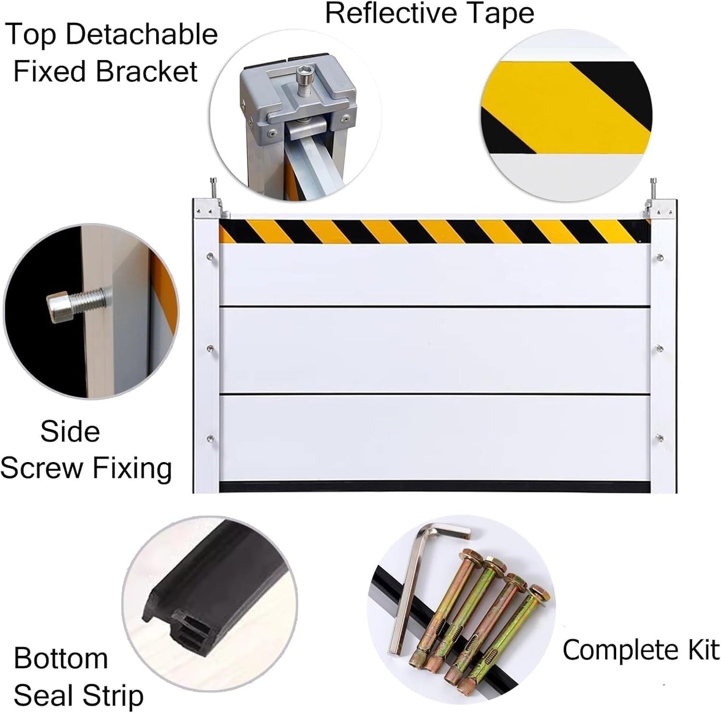Reusable Heavy Duty Aluminum Flood Barriers for Home Exterior, Flood Protection Barriers Water Barrier Door Quick Detachable Garage Doors Detachable Mobile Rain Water Baffle ( H 31.5 inch L 6.5FT)