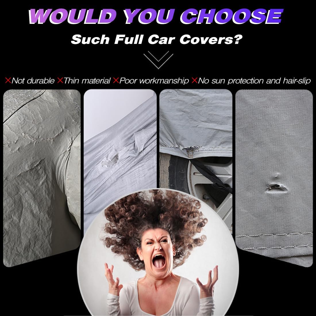 KEYOOG Universal Waterproof Heavy Weight Full Car Covers, Fit Pickup, All Weather, Outdoor Full Cover Weatherproof UV Sun Protection Snow Dust Storm Resistant with PEVA Cotton, Fit Length 230"-260"