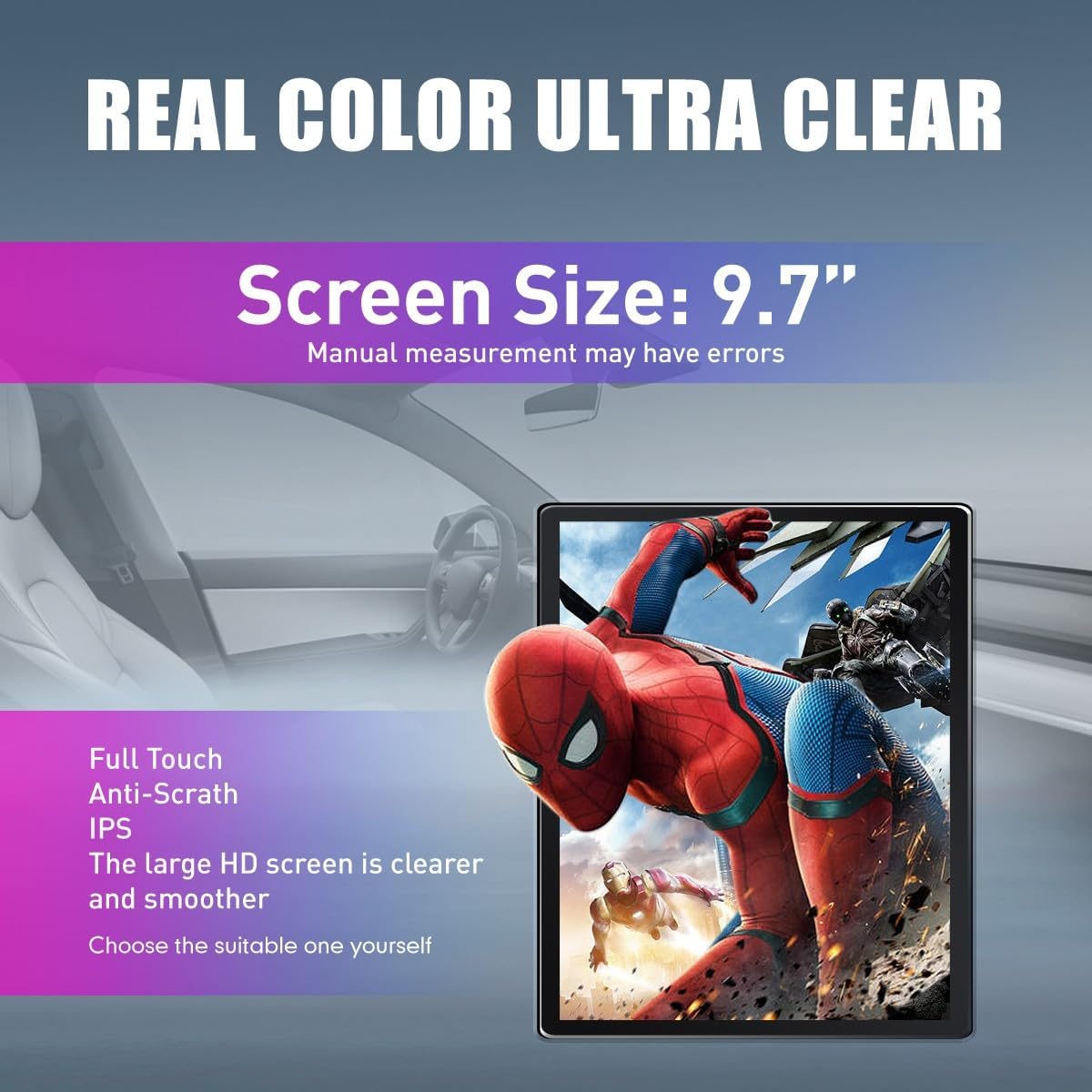 Kunfine Tesla Style Car CarPlay Android Auto Navigation Stereo GPS Radio Reverse Camera 9.7" IPS Touchscreen Headunit Tablet Media Player For Peugeot 301 13-22 if Applicable Octa Core 6G+128G Advanced