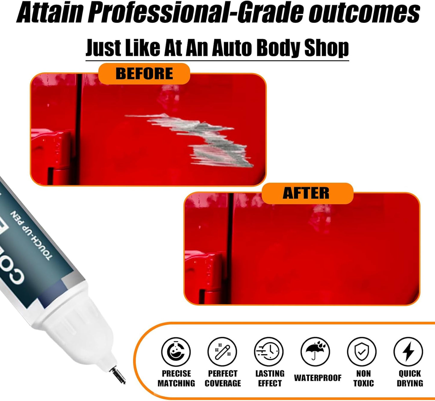 PRC/MRC Firecracker Red Touch Up Paint for Jeep, Car Paint Pen Scratch Repair Two-In-One Touch Up Paint, Premium Car Scratch Remover for Deep Scratches