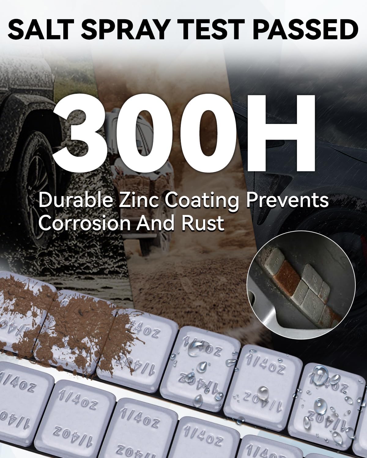 YIZBAP Wheel Weights Gray 1/4oz, 24 oz/Box, 96pcs, with Strong Black Adhesive. 0.25 Ounce Stick on Wheel Weights for Cars, Trucks, SUVs, Motorcycle, and Others