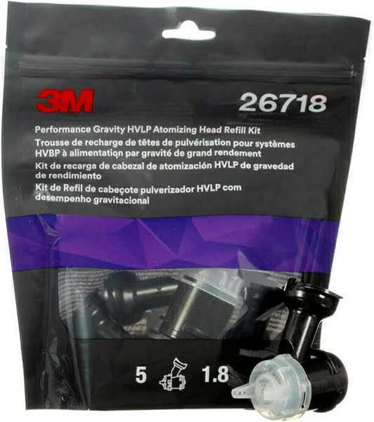 3M Performance Gravity HVLP Atomizing Head Refill Kit, 26718, Size 1.8, Clear, for use Performance Spray Gun PPS 2.0 Paint Cups, 5 Pack