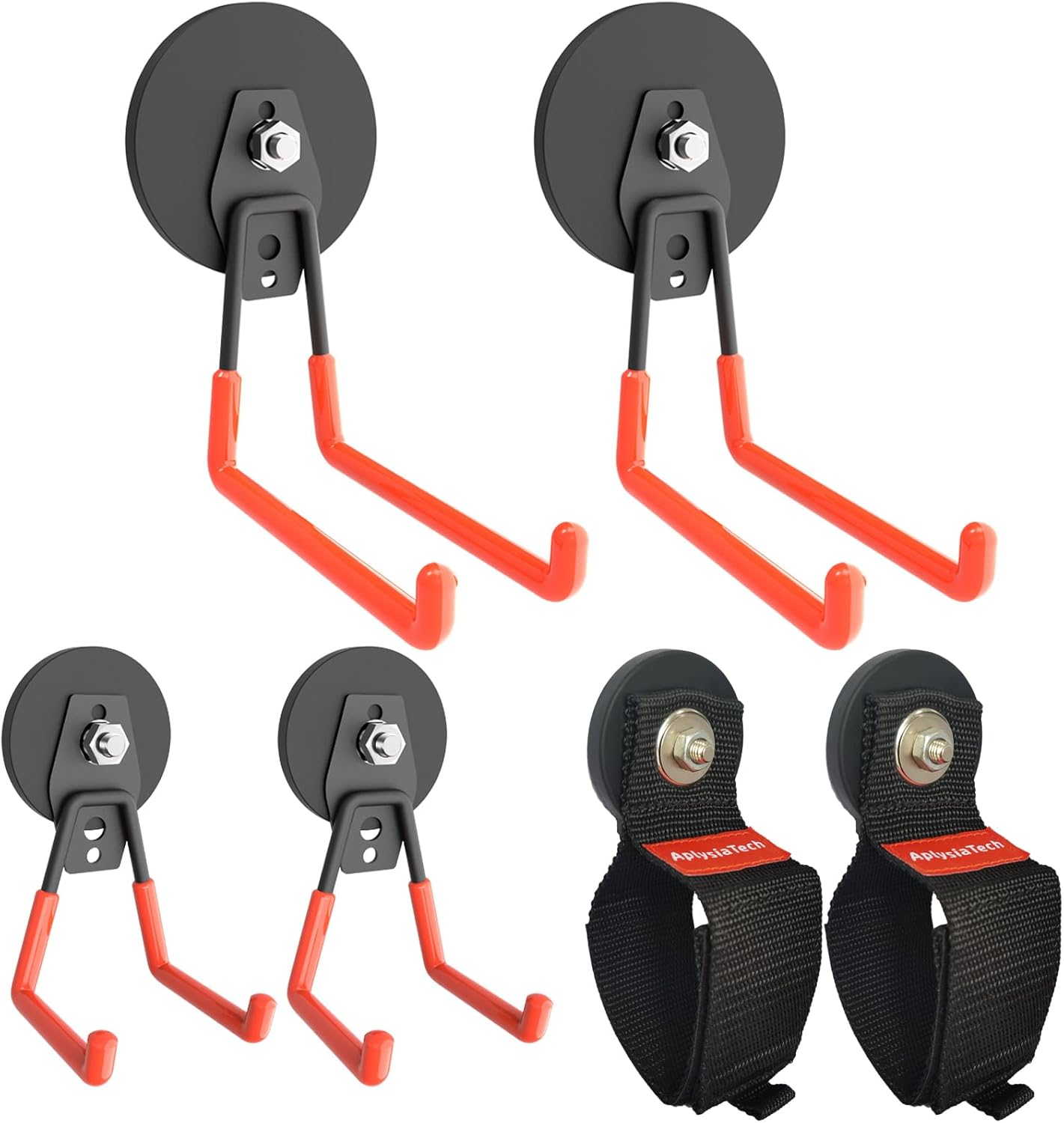 Super Strong Garage Magnetic Hooks Heavy Duty-6Pack,Powerful Magnetic Strips for Power Drill, Garden Tools, Hose, Straps, Steel Pegboard, Garage Magnetic Hooks Hanger,Workshop Tool Holder