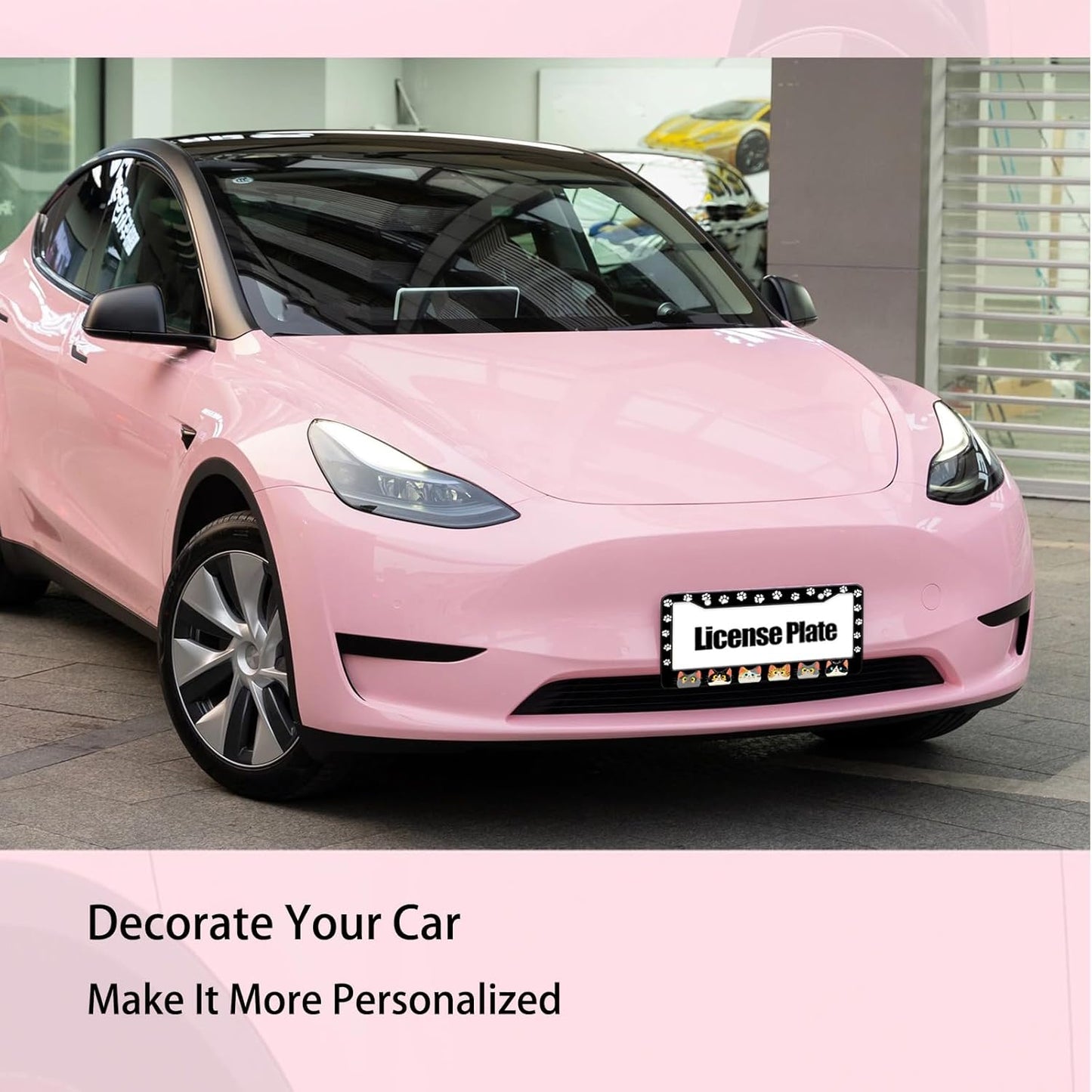 Cats Paw License Plate Frame, Cute Cartoon Cat Animal License Hloder Covers Tag, Metal Aluminum Rustproof Car Accessories for Us Canada Standard Women Men 2 Holes with Screw Caps