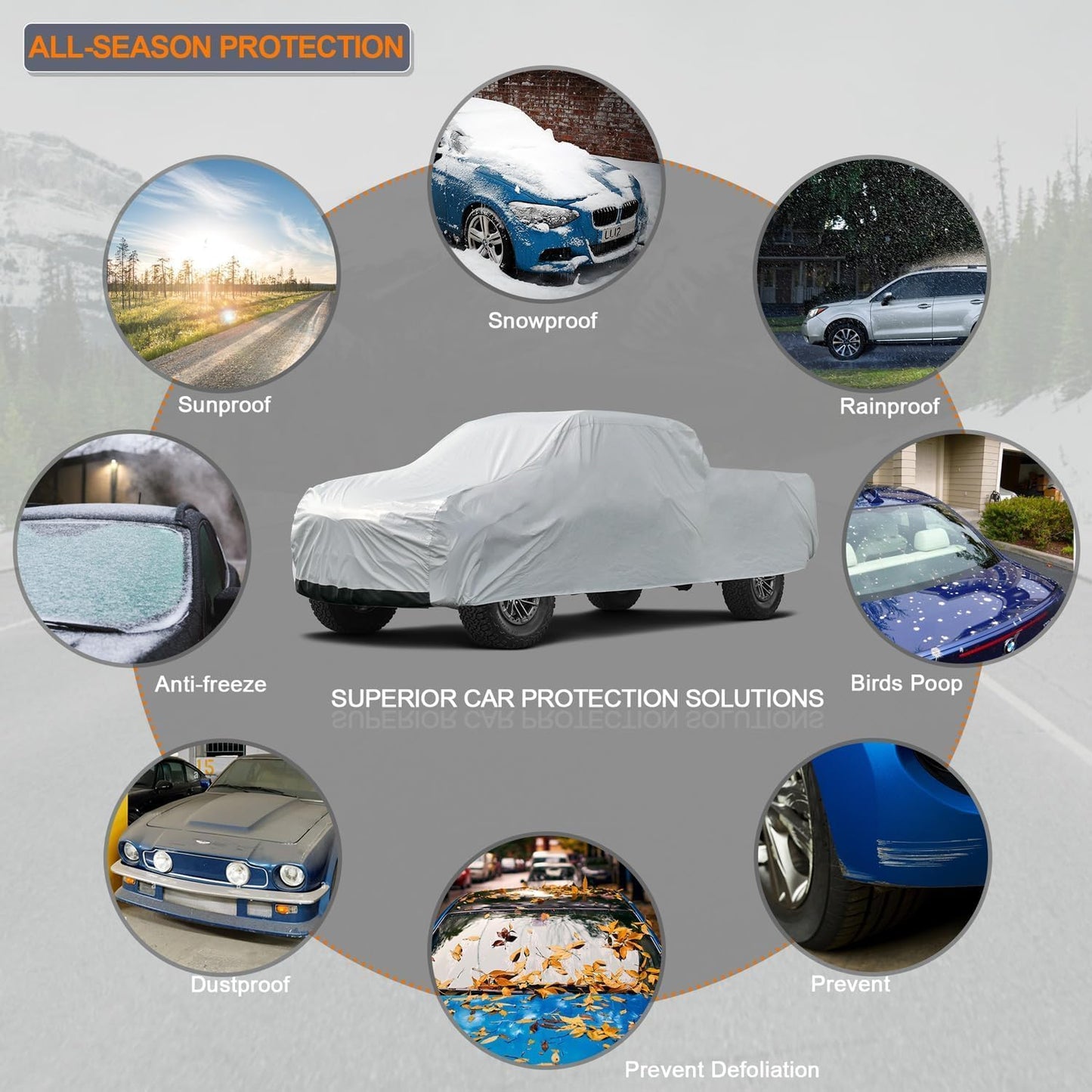 Kayme 6 Layers Truck Cover Waterproof All Weather, Heavy Duty Outdoor Pickup Cover Sun Uv Rain Protection, Universal Fit (Length Up to 240 inch) XL+