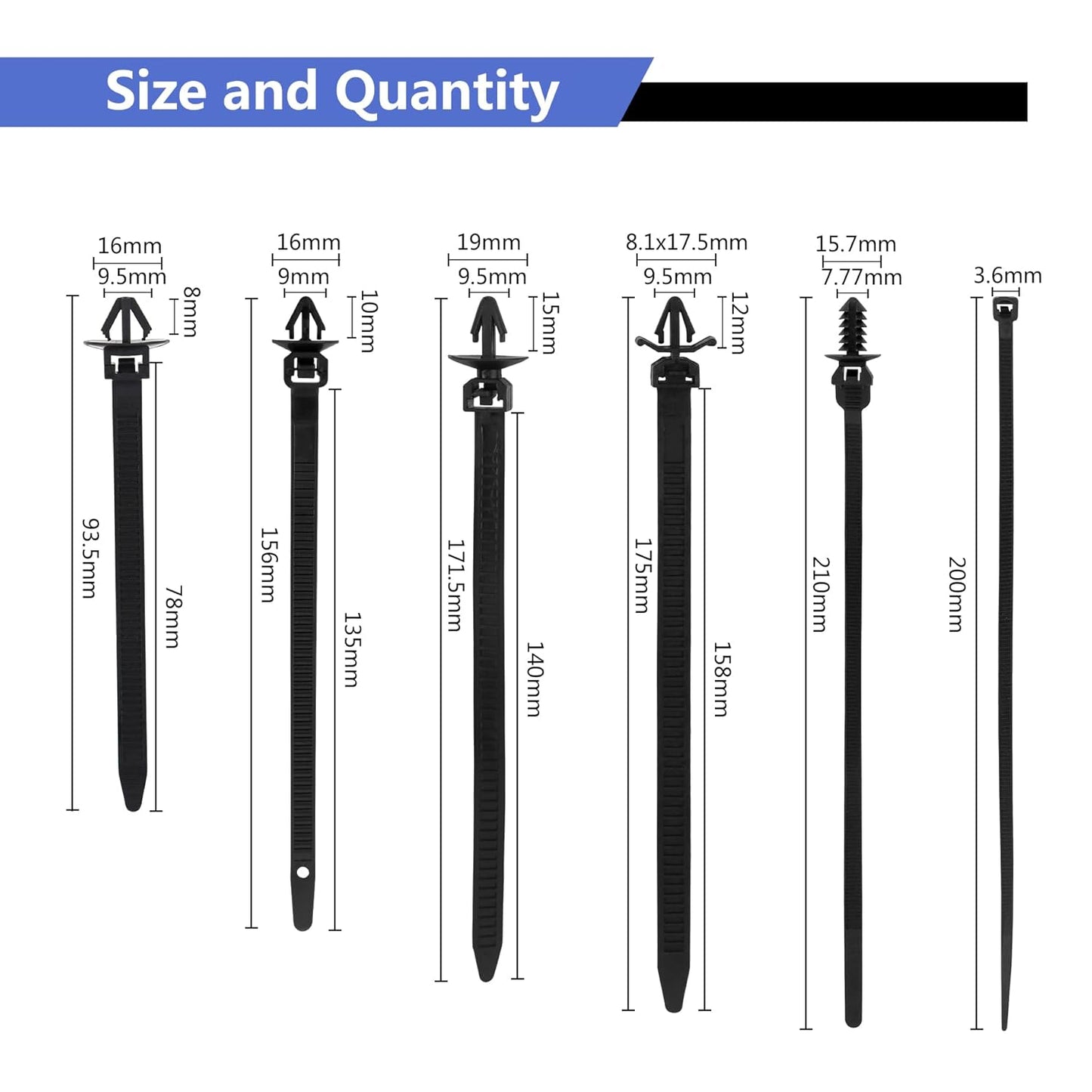 Car Harness Routing Clips 165PCS Assortment 11 Different Sizes Automotive Wire Routing Clips Replacement Parts for Honda GM Mazda Jeep Wrangler