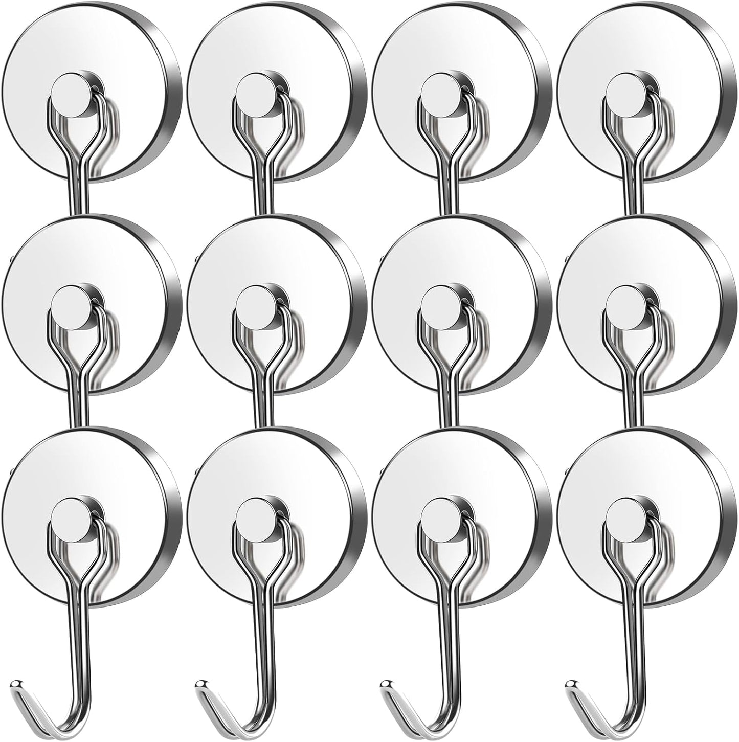 MIKEDE Strong Magnetic Hooks, 110LB Swivel Magnetic Hooks Cruise, Neodymium Magnet Hooks Heavy Duty for Hanging, Grill, Cruise Cabins, Refrigerator, Grill, Kitchen, Locker - Pack of 12