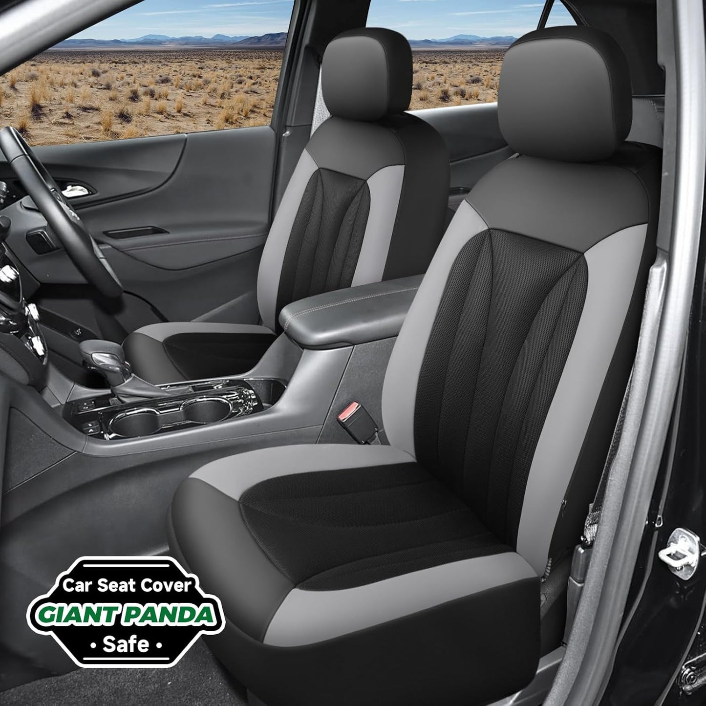 GIANT PANDA Fit Chevy Silverado 1500 2500 3500 Front Car Seat Cover, 3D Air Mesh Breathable Seat Protector, Grey(2-Pack)