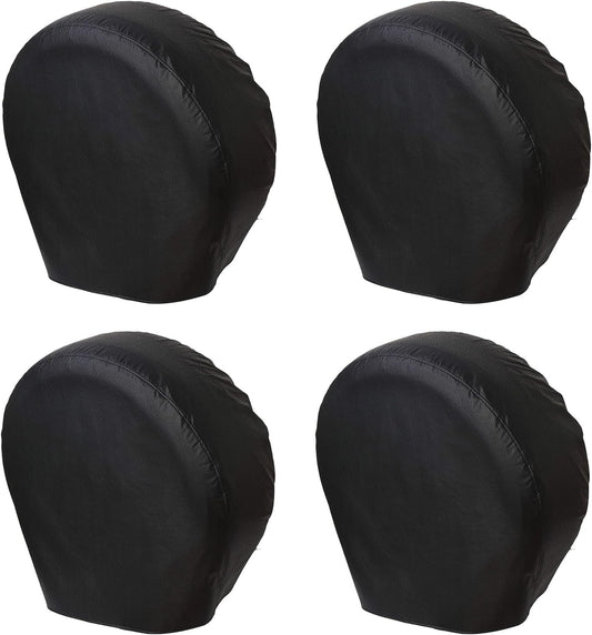 RV Tire Covers Set of 4, Tough Waterproof Wheel Protector for Trailer Camper, Truck, SUV, Motorhome, Universal Fits Tire Diameters 24-26 inches, Black