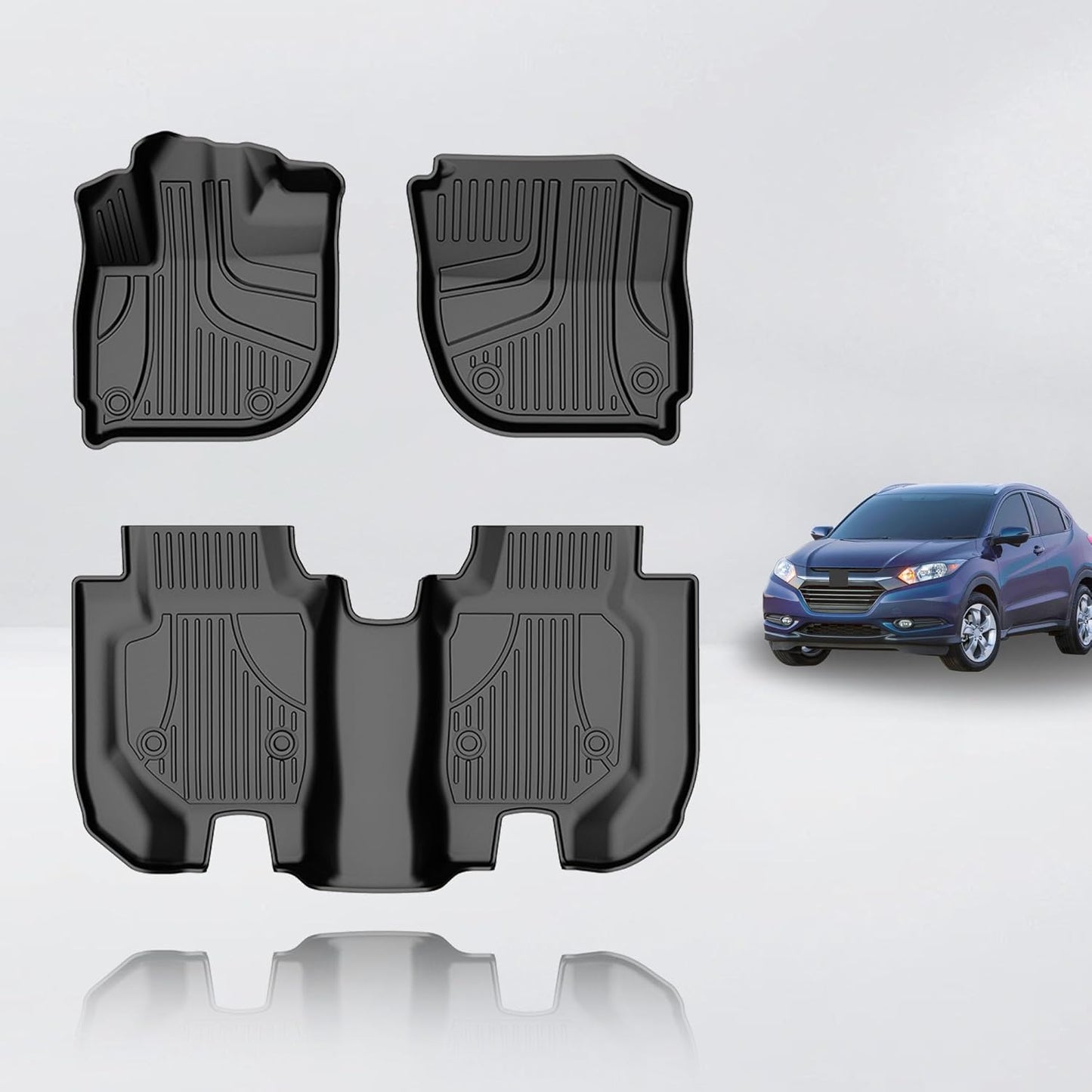 Floor Mats Fit for Honda HR-V HRV 2016-2022 - Front and Rear Row Liner Automotive Floor Mats - All-Weather Protection TPE Car Floor Liners HRV Accessories Black