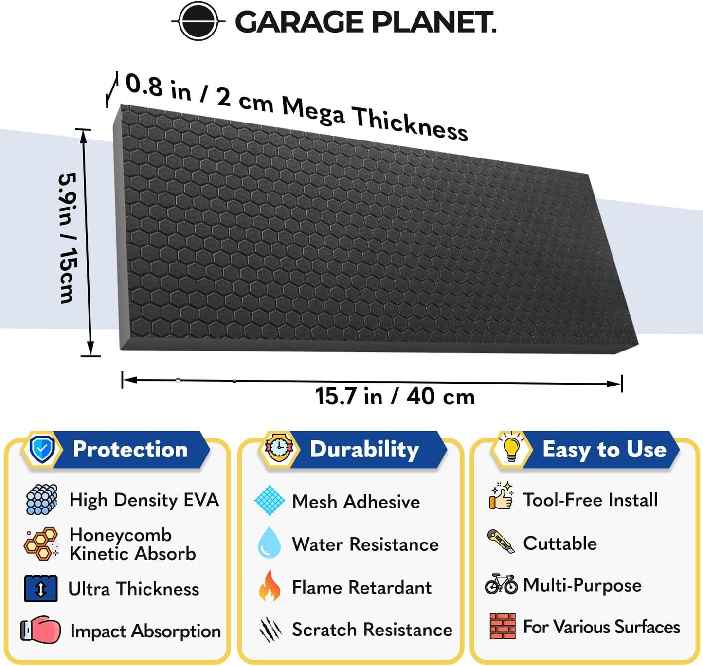 M2 Garage Wall Protector Car Door Wall Protector, Tool-Free, Designed in Australia (Black, 4 Pack)