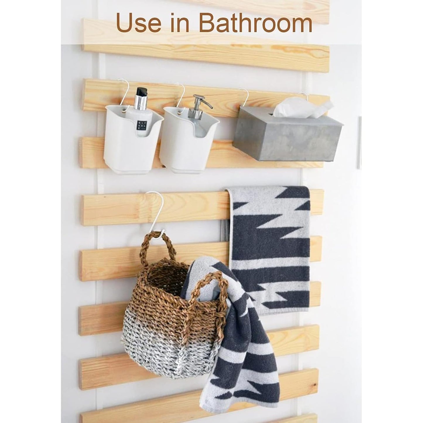 Nisoger 12 Pack 6 Inch White S Hook, Large Vinyl Coated S Hooks with Rubber Stopper Non Slip Heavy Duty, Steel Metal Coated Closet S Hooks for Hanging Jeans Plants Jewelry Pot Pan Cups Towels