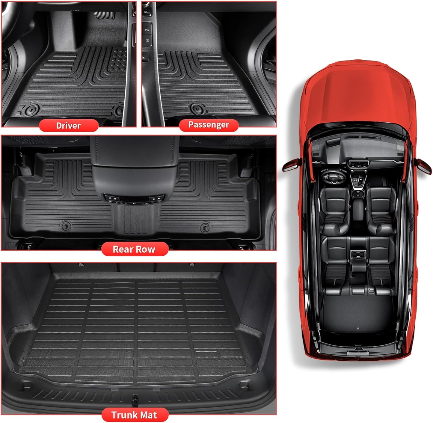 Wayhigh-All Weather Floor Mats and Cargo Mat with Seatback Cargo Set Fit for Buick Enclave 2025 Bucket/Acadia & Acadia Denali 2024-2025 Bucket/Chevy Traverse 2024-2025 Bucket
