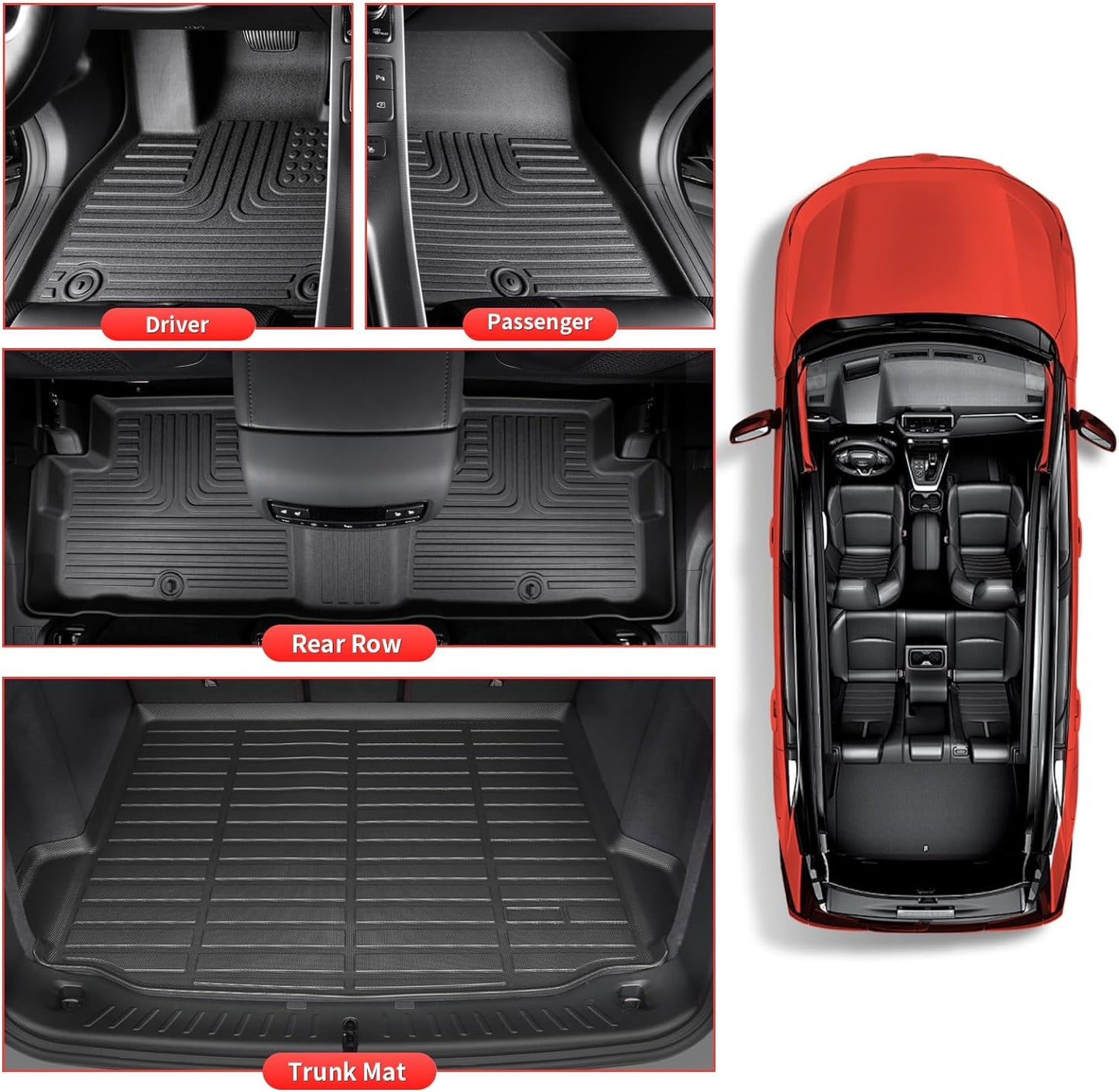 Wayhigh-All Weather Floor Mats and Cargo Mat Set Fit for Lexus RX 2010-2015 RX350 | RX450h. TPE Car Mats Waterproof Heavy Duty Rubber Floor Liners for Lexus RX Accessories