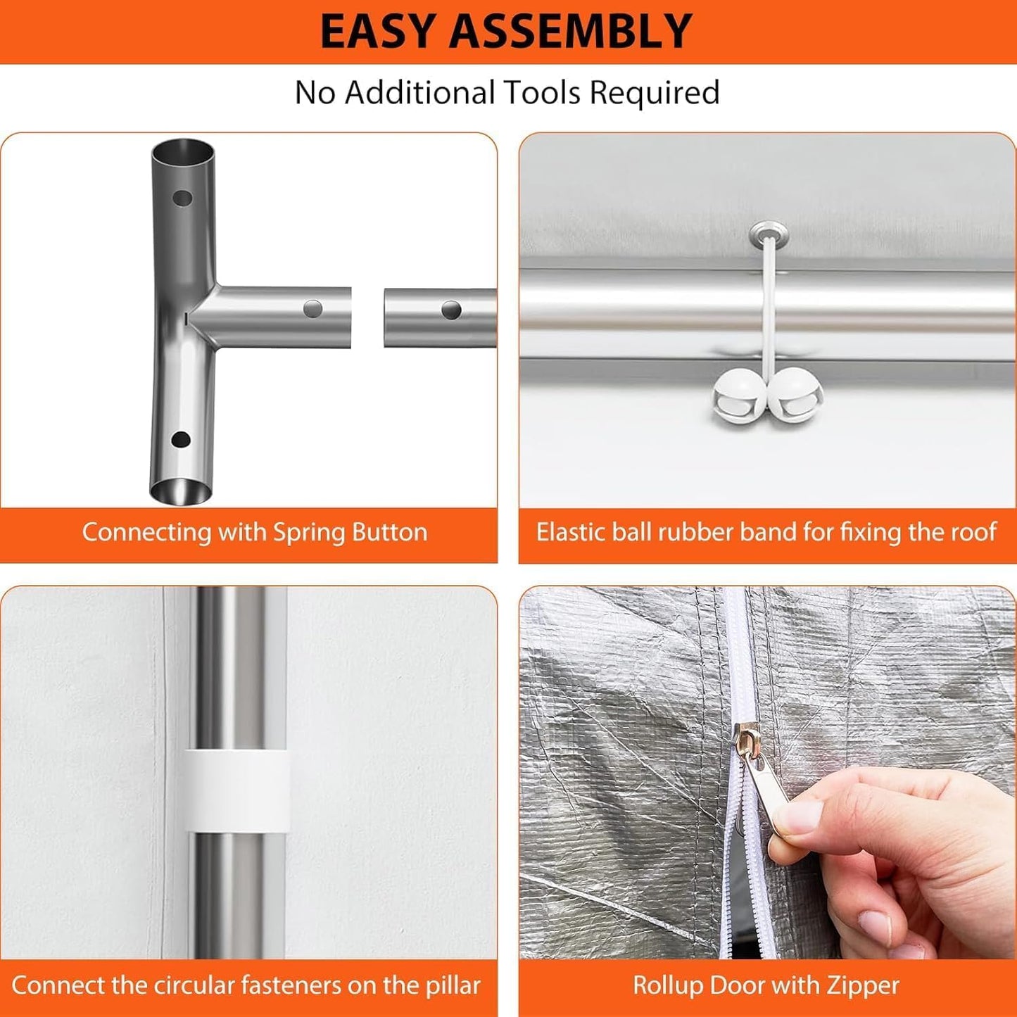 13x20 Ft. Metal Carport Garage with PE Fabric and Galvanized Steel Frame Outdoor Shelter for Cars, Trucks and Boats with 4 Doors and Mesh Windows for Ventilation - Grey