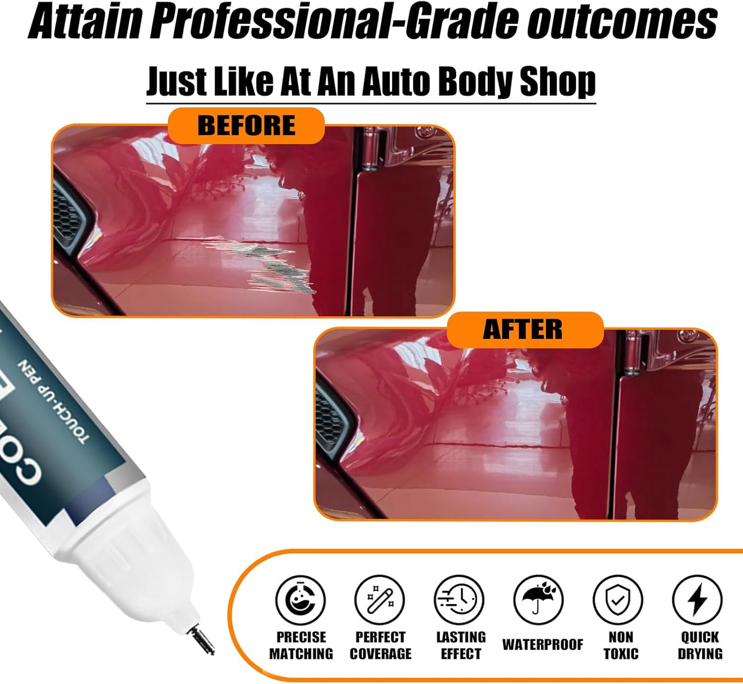 PRV/NRV Delmonico Red Velvet Red Pearl Touch Up Paint for Jeep, Car Paint Pen Scratch Repair Two-In-One Touch Up Paint, Premium Car Scratch Remover for Deep Scratches