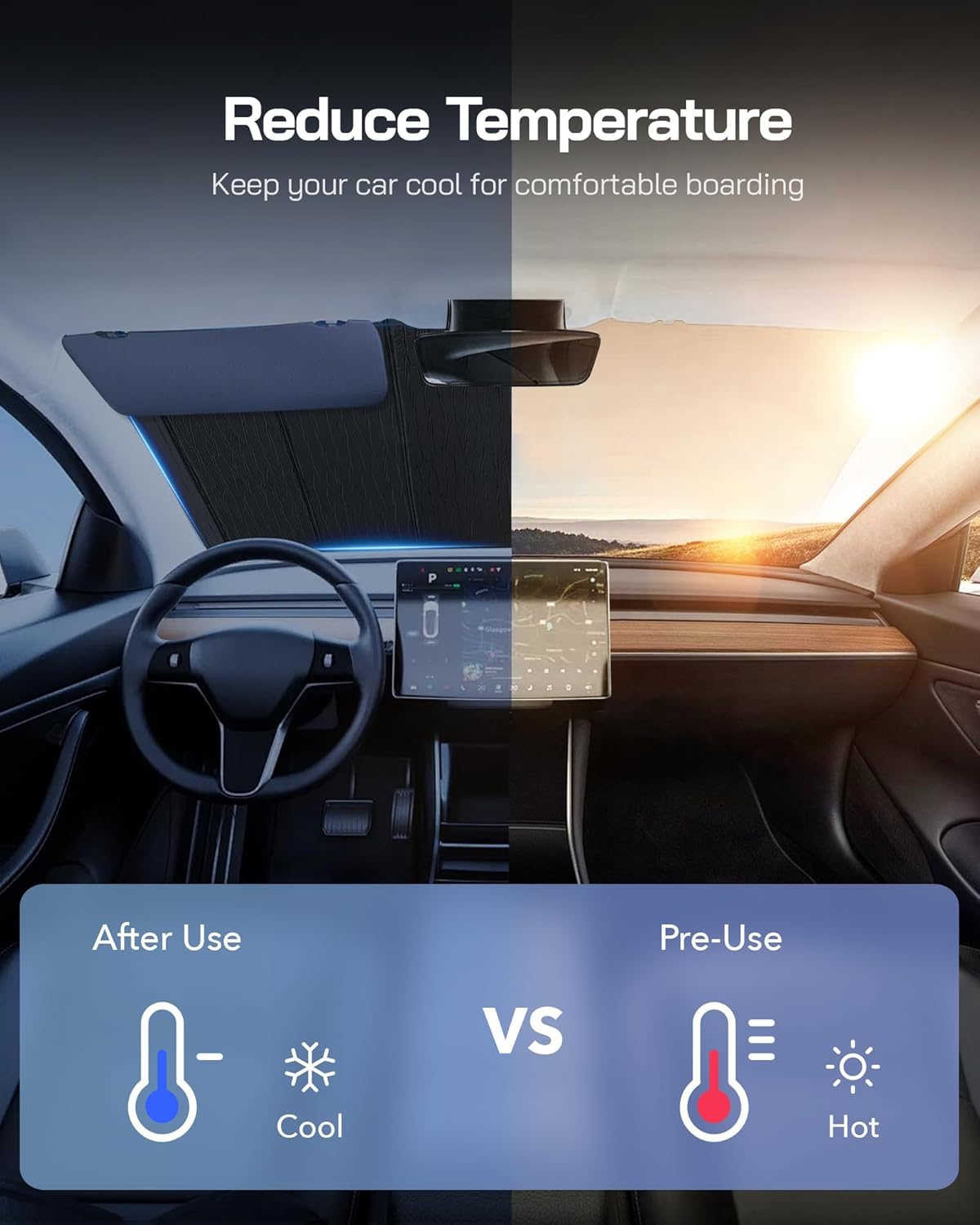 Windshield Sun Shade for Acura RDX 2019-2025,2-in-1 Reflective Sunshade,Silver for Summer, Black for Winter