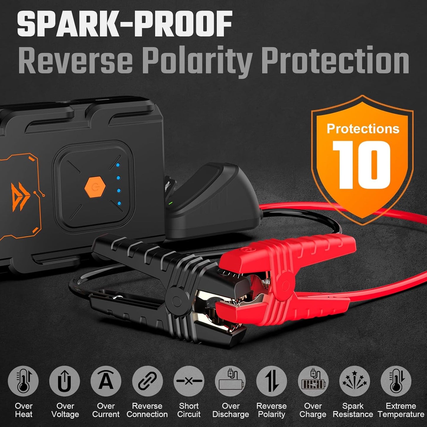 G21C Battery Jumper Starter Portable 2000A Car Jump Starter Portable Battery Booster for 7.0L Gas and 6.5L Diesel Engines 12V Jump Box with USB Quick Charge LED Flashlight and Compact Storage Case