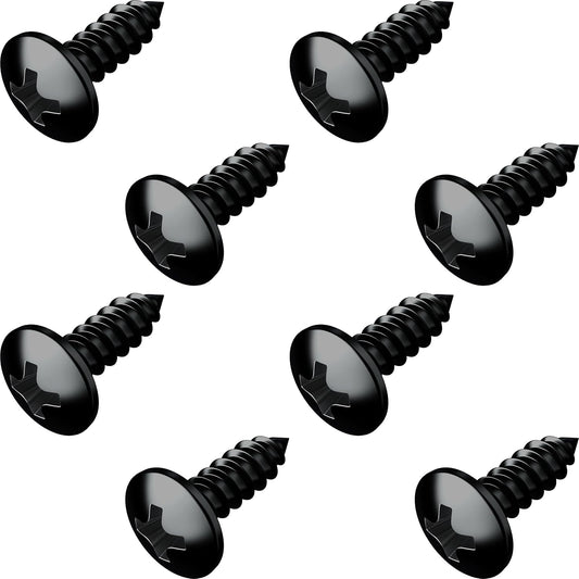 Black Oxide Stainless Steel License Plate Screws for License Plates, Frames, Covers- RustProof Licence Plate Screw Set for Front/Rear - Compatible w/Buick Cadillac Chevrolet GMC (Pack of 8)