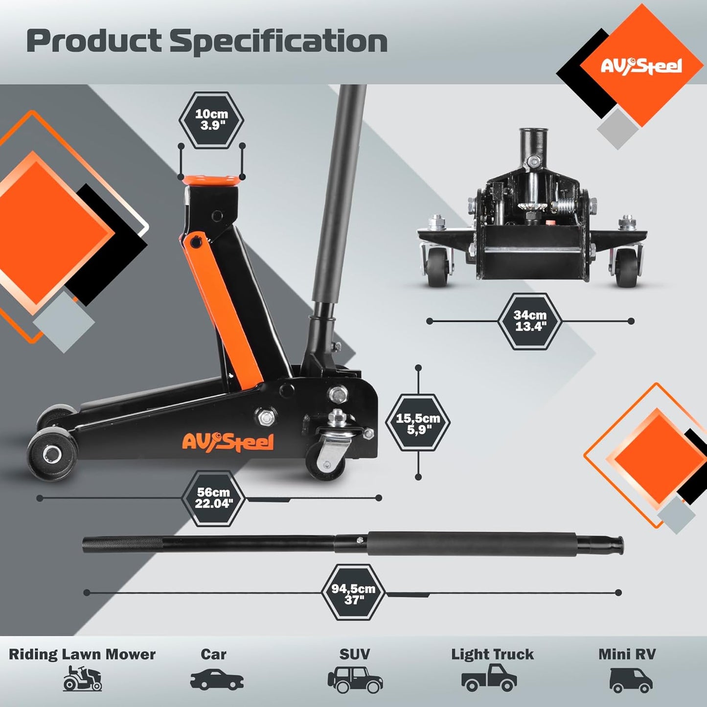 3 Ton Floor Jack (6600 lbs), Heavy Duty Hydraulic Jack for Car, Heavy-Duty Floor Jack with Single Piston Pump, Quick Lift Car Jack 3 ton with Lifting Range 5.5'' to 18.5''