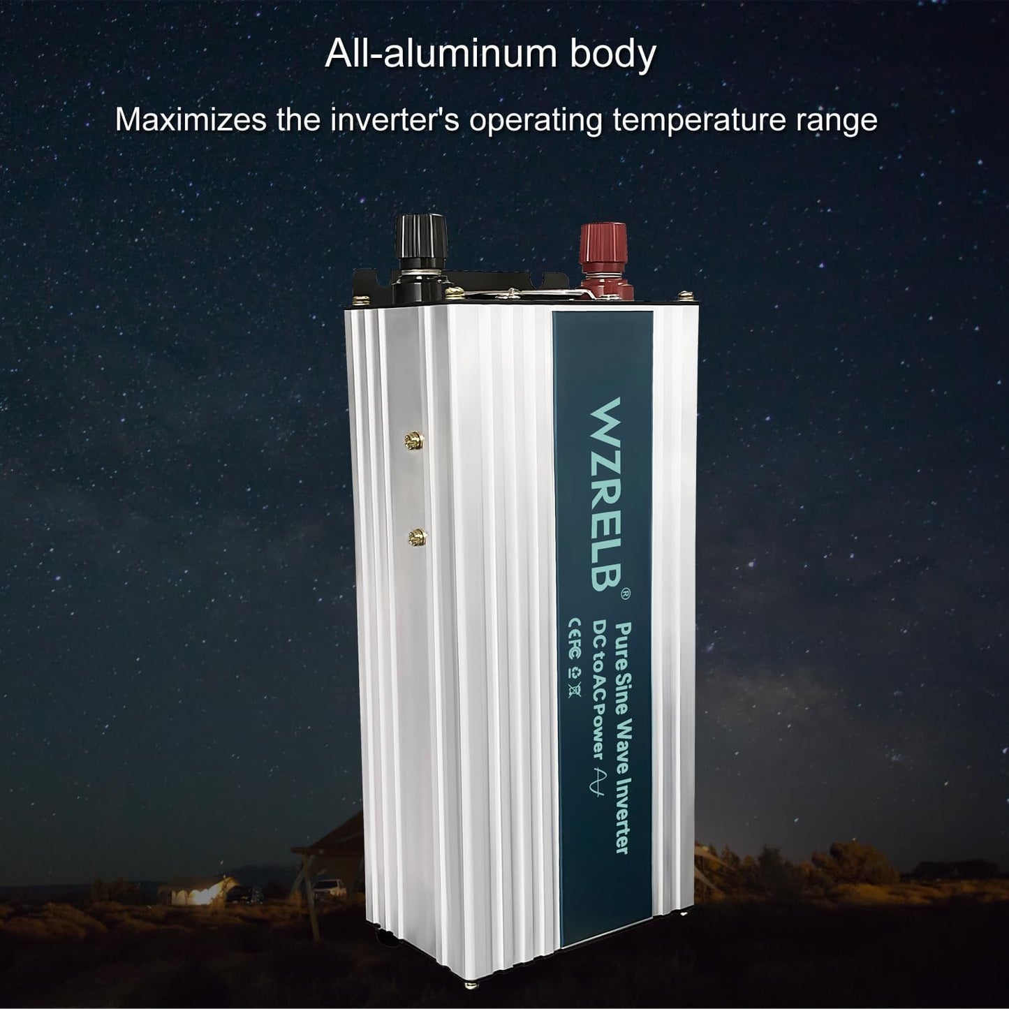 WZRELB 1200W Pure Sine Wave Inverter 24V DC to 110V 120V AC,Car Power Inverter with Dual AC Outlets, LED Display,Off-Grid Portable Power Converter for Home, RV, Truck, Camping