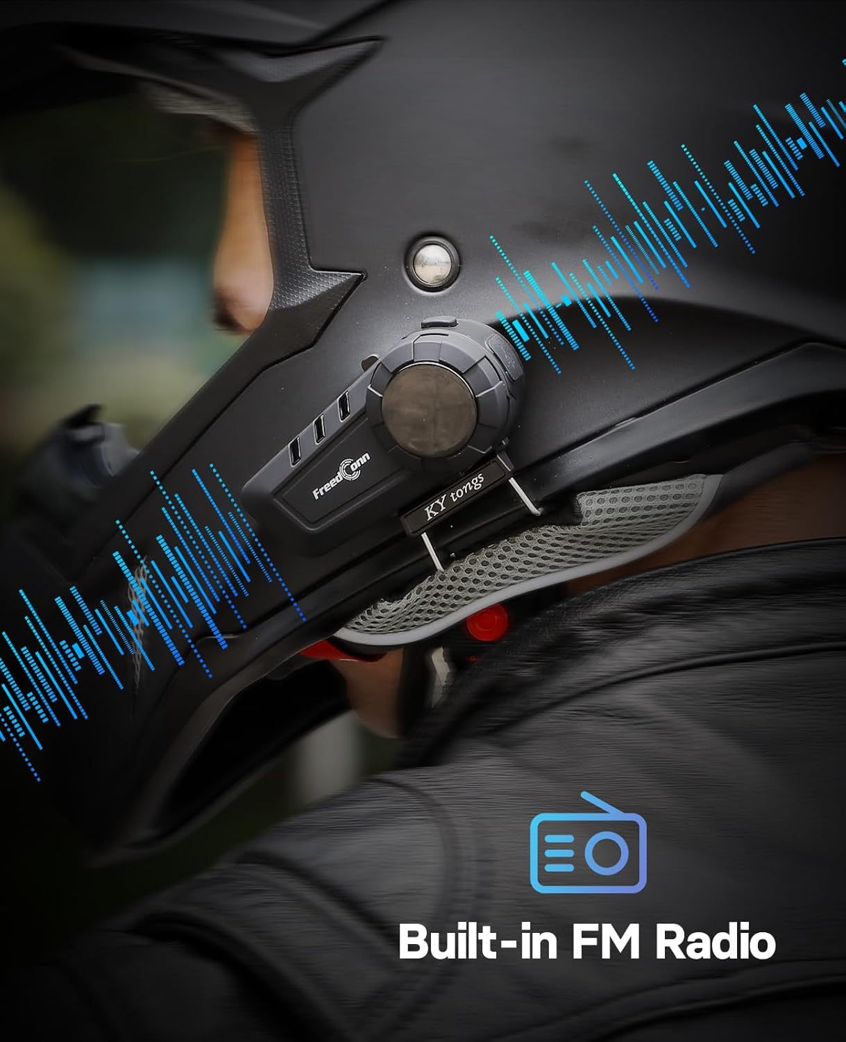 FreedConn KY PRO Hi-Res Motorcycle Helmet Bluetooth Headset, Motorcycle Communication Systems with CVC Noise Cancellation, Stereo Music, 6 Riders 1200m intercom, Dual Device Connection, IP65, 2 Pack