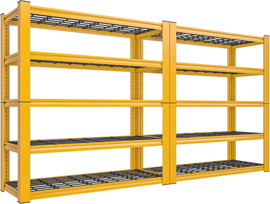REIBII 72''H Garage Shelving 3010 LBS Storage Shelves Adjustable Metal Shelving 5 Tier Metal Shelves for Storage Industrial Shelf for Pantry Kitchen Basement 72" HX35.5 WX16 D, 2 Pack