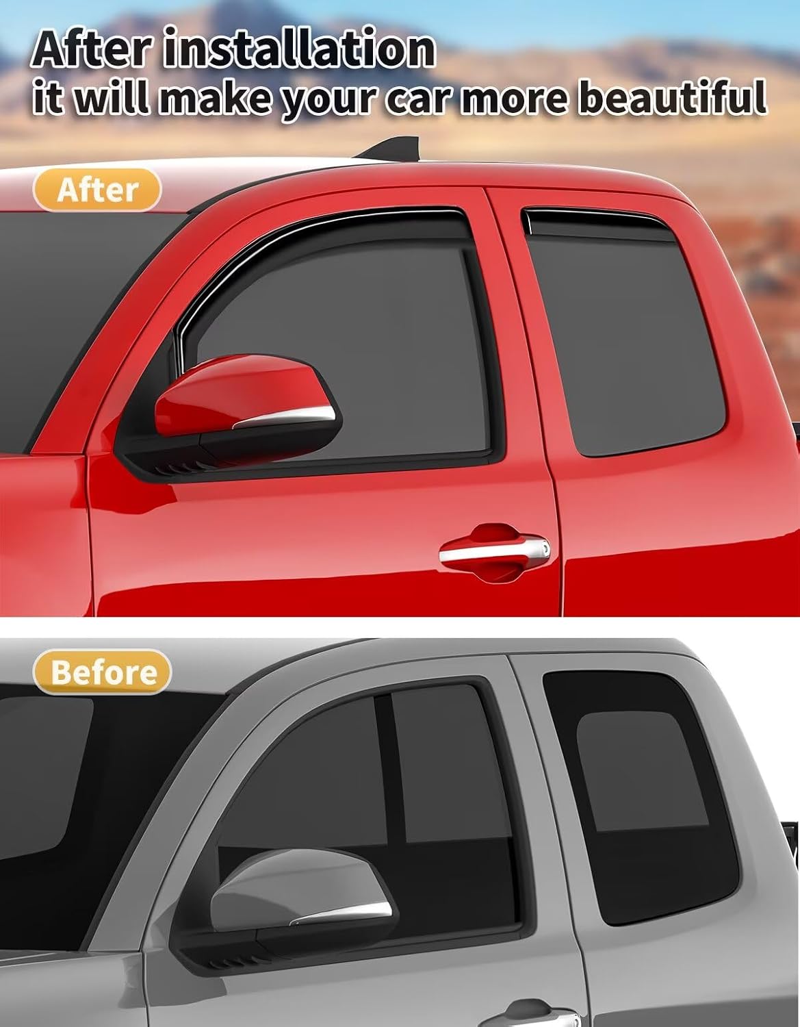 in-Channel Window Rain Guards Fit for Truck Toyota Tacoma 2016-2023 Double Cab Extra Durable Window Visors Window Deflectors Vent Visors Vent Shades Car Accessories-4 pcs 2-Q05