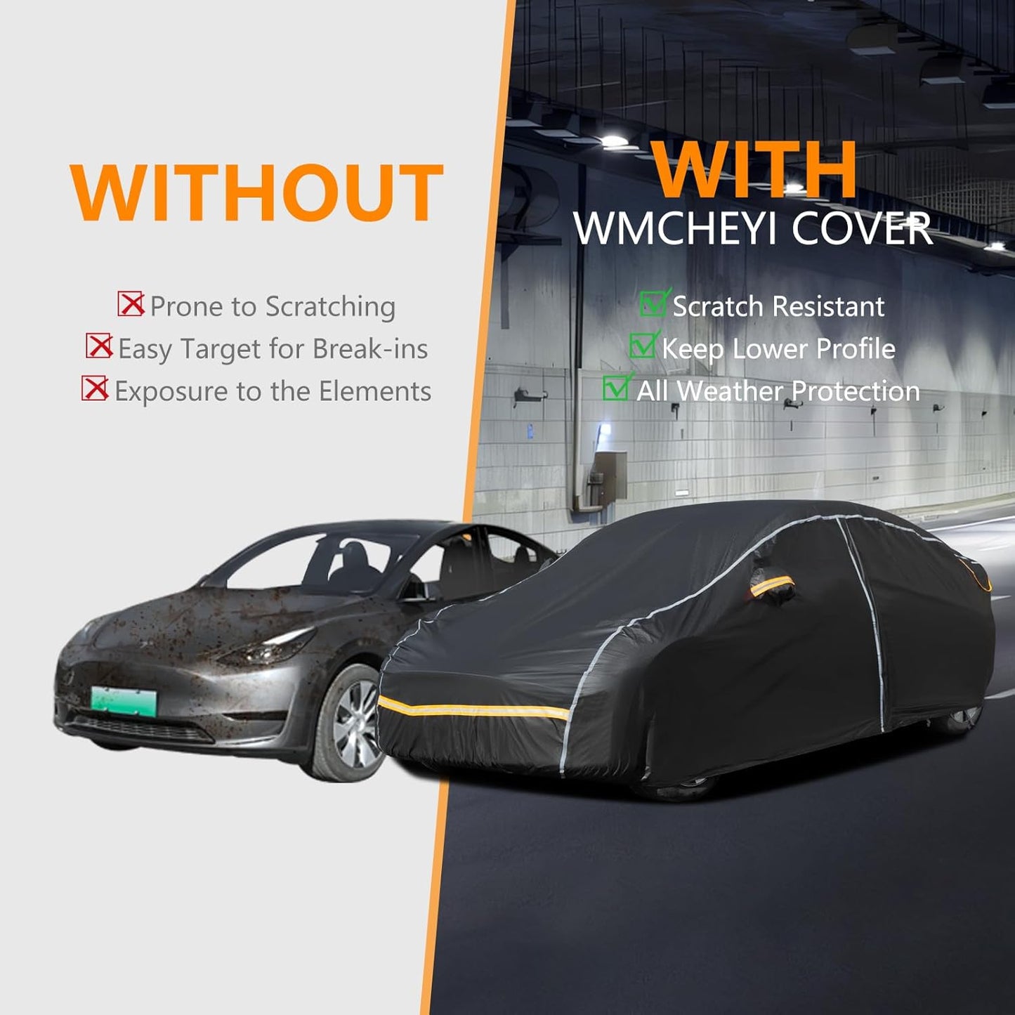 Car Cover Waterproof All Weather,6 Layers Car Covers for Automobiles, Full Exterior Cover with Zipper, Outdoor SUV Car Cover Sun UV Rain Snow Wind Protection, Fit for 192"(192*74*74 inch)SUV