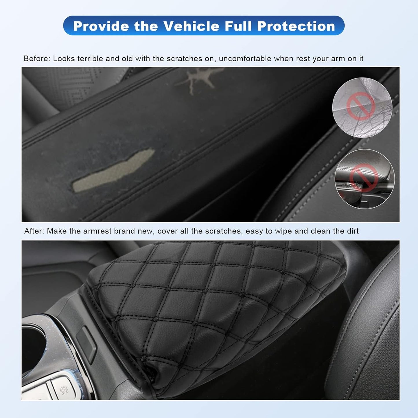 CDEFG Center Console Cover for 2022 2023 2024 Santa Cruz Pickup Truck Armrest Cover Console Pad Armrest Seat Box Cover Leather Protector 2022 2023 2024 Santa Cruz Car Interior Accessories