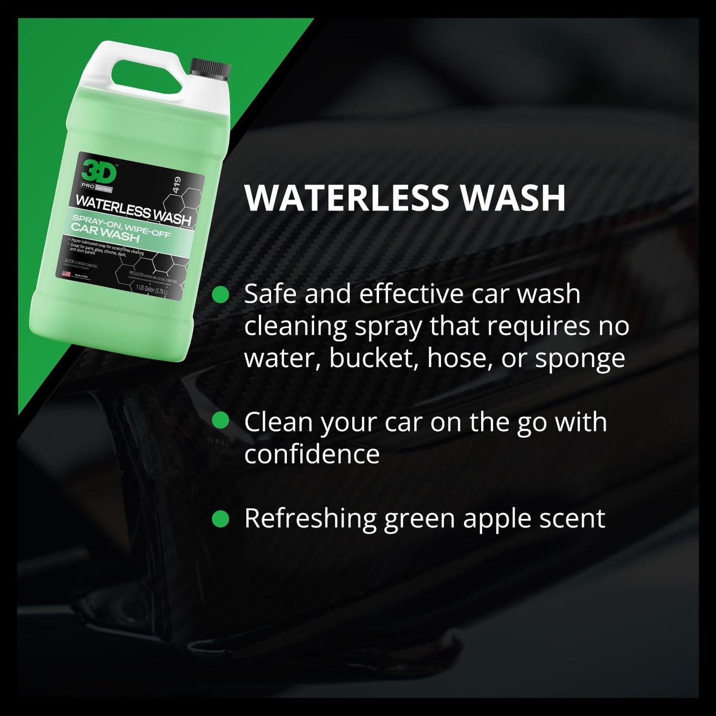 3D Waterless Car Wash - Easy Spray Waterless Detailing Spray - No Soap or Water Needed - Great on Cars, RVs, Motorcycles & Boats 1 Gallon