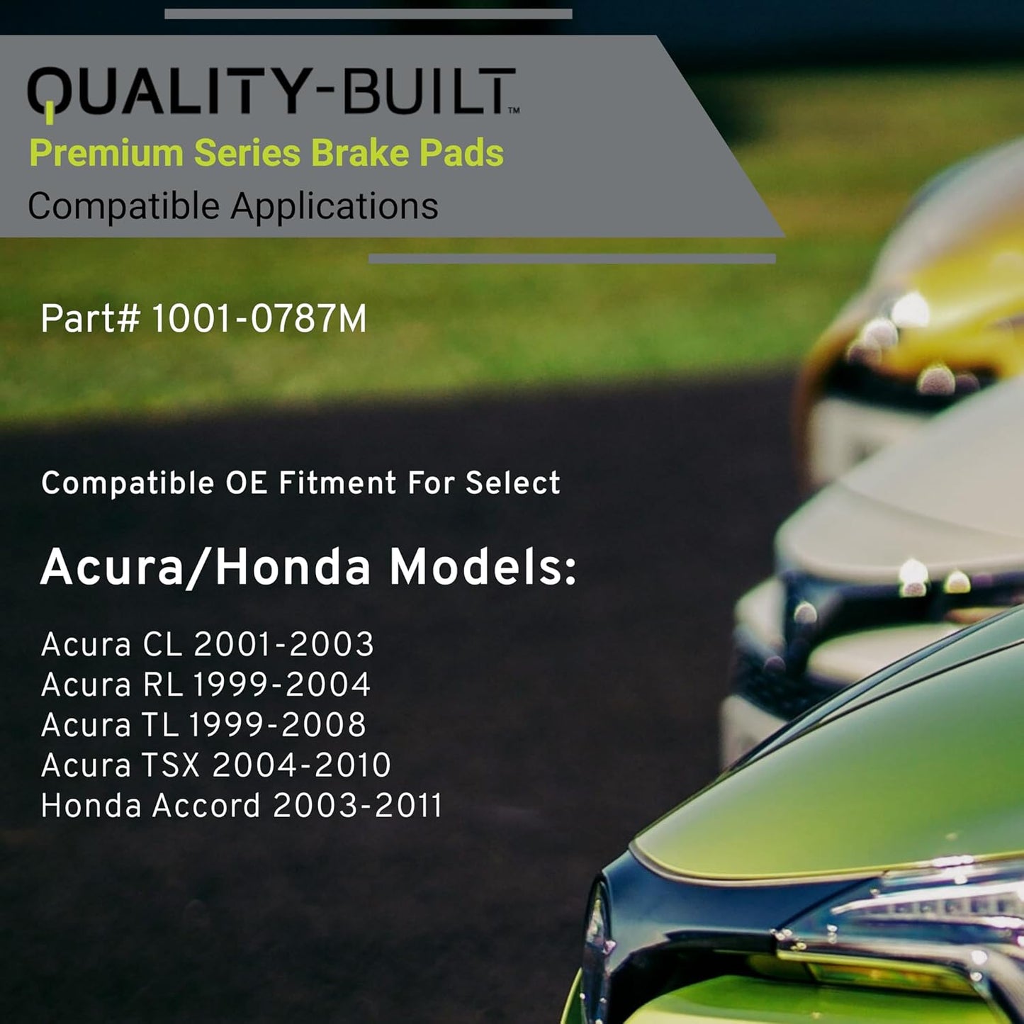 Premium Semi-Metallic Front Brake Pads (1001-0787M) Compatible with Acura CL 2001-2003, Acura RL 1999-2004, Acura TL 1999-2008, Acura TSX 2004-2010, Honda Accord 2003-2011