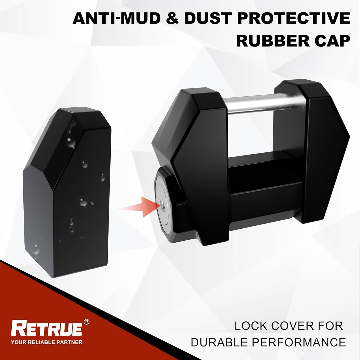 RETRUE Trailer Tongue Coupler Lock, Upgrade Trailer Cyberlock Dia 1/4'', Extra Wide 1.2'' Span Trailer Latch Lock for Trailer Coupler Latch, Tow Boat Accessories, RV Truck Car's Coupler, Jet Black